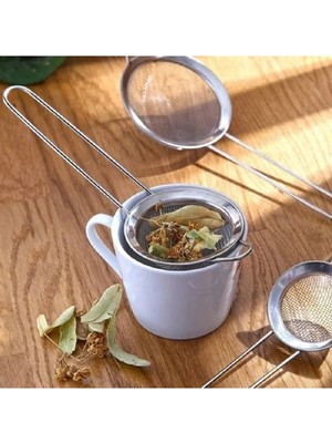 Mikasso Lüks Paslanmaz Çelik Bardak Üstü Çay Süzgeci Paslanmaz Çelik