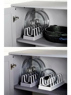 Mikasso 6 Bölmeli Tencere Kapak Rafı - Tencere Kapak Organizeri Plastik Çok Renkli Tr