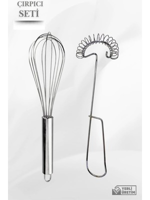 Mikasso 2'li Paslanmaz Çırpıcı Set , Metal Yumurta Çırpıcı Seti Paslanmaz Çelik
