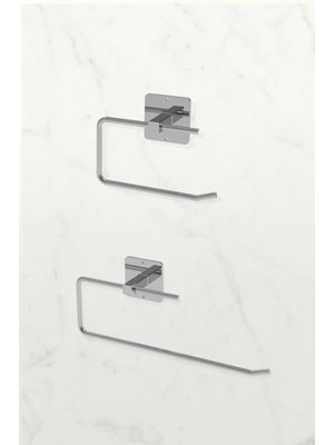 Mikasso Yapışkanlı Wc Kağıtlık Rulo Havluluk Banyo Mutfak Set 2 Li Gri