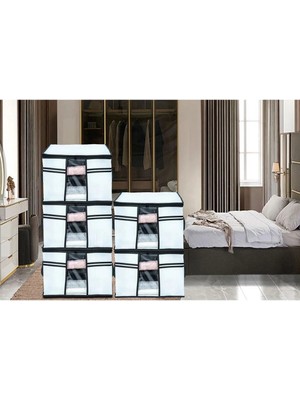 Mikasso 5 Adet - Pencereli Kazak-Havlu Hurcu 45 x 40 x 30 cm EKICIHOME0002 Polipropilen 45 x 40 Beyaz