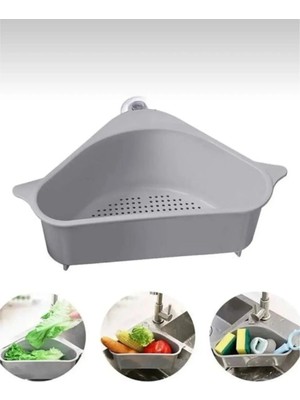 Mikasso Lavabo Içi Üçgen Filtre Sepeti Sebze Meyve Mutfak Süzgeci Çay Süzgeci Vantuzlu Lavabo Süzgeç Plastik