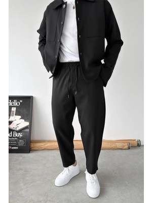 HAFKA Siyah Basic Boyfriend Kumaş Pantolon