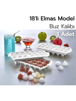 Mikasso 18'li Elmas Model Buz Kalıbı | Elmas Buzluk - 1 Adet Plastik