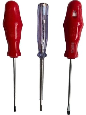 Mikasso 3 Lü Set Yıldız Tornavida 4X100,DÜZ Tornavida,düz Kontrol Kalemi