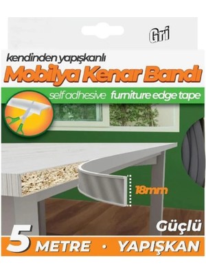 Mikasso Kendinden Yapışkanlı Masa,raf,dolap,tezgah,mobilya Kenar Bandı 18MMX5 Metre-Gri Turkuaz
