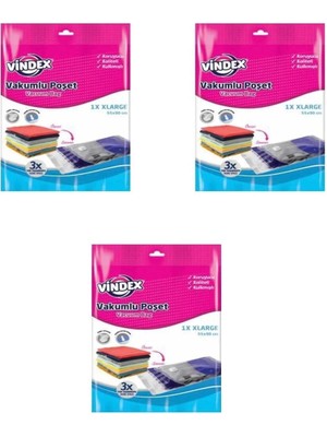 Mikasso Vakumlu Giyisi Yastık Yorgan Saklama Torbası Poşeti Hurç -Large -55X90 Cm. -1 Adetlik 3 Paket Plasti