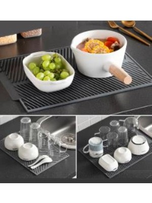 Mikasso Silikon Bulaşık Kurutma Matı, Isıya Dayanıklı Lavabo Süzgeç Nihale Mutfak Tezgahı Mat 43X33CM Siliko