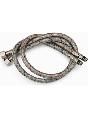 Mikasso 3/8" 60CM Paslanmaz Çelik Örgülü Batarya Fleksi Duvar Bağlantı Hortumu 2 Adet
