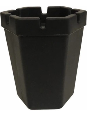 Mikasso Siyah Plastik At Içine Snsün Kokusuz Kül Tablası Havuzlu Altıgen Küllük Plastik Siyah Asimetrik