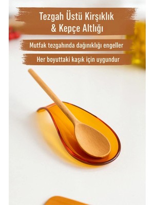 Mikasso Akrilik Bal Tezgah Üstü Kirli Kaşıklık & Kepçe Altlığı Akrilik Turuncu