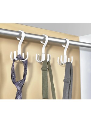Mikasso 3 Adet Pratik 4 Askılı 360 Derece Hareketli Dolap Içi Aksesuar Eşarp Şal Askısı Mutfak Banyo Askısı