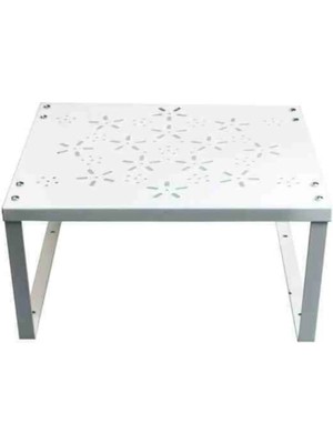 Mikasso Dolap Içi Düzenleyici Raf Ayaklı Çok Amaçlı Katlı Düzenleyici Bardak Tabak Rafı Plastik Beyaz