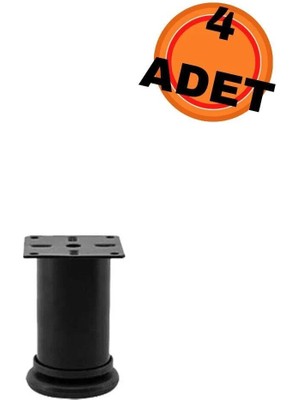 Mikasso 8 cm 42 Lik Armoni Ayak Metal Bing Siyah (4 Adet) Siyah