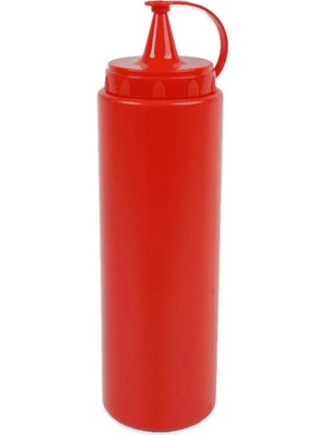 Mikasso Sızdırmaz Kapaklı Plastik Kırmızı Ketçap Acı Sos Sıkma Şişesi 700 ml " Plastik Kırmızı