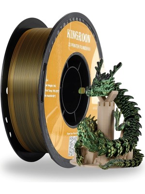 Kingroon Silk Üç Renk (Tri-Color) Pla Filament Altın-Yeşil-Siyah High Speed (600MM/S) - Bambu Lab ve K1 Uyumlu - 1.75MM 1 kg