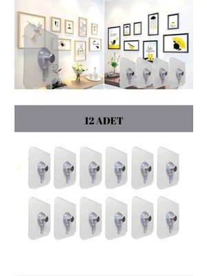 Mikasso 12 Adet Süper Güçlü Çerçeve Askısı Pin Delgisiz Vidalı Yapışkanlı Raf Tutucu Askı Plastik Turuncu Cn