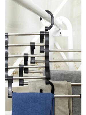 Mikasso Pantolon Askılı 5 Li Hareketli Askı Pantolon Askısı Eşarp Askısı Gümüş