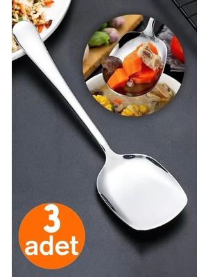 Mikasso Servis Kaşığı Seti 3 Lü Paslanmaz Çelik Lüx Salata Börek Pasta Fırın Tavuk Patates Servis Kaşığı Pla