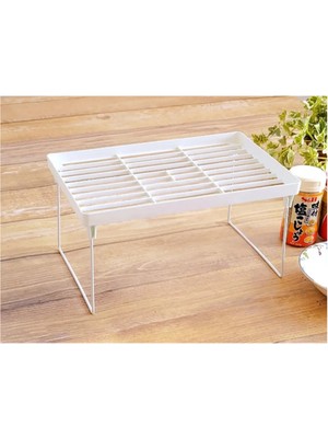 Mikasso Katlanabilir Çok Amaçlı Dolap Içi Düzenleyici Organizer Raf Plastik 20 x 30 Beyaz