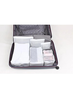 Mikasso Bavul Seyahat Çantası Çanta Içi Düzenleyici Organizer 6 Lı Set - Pamuklu - Beyaz Gri Tr
