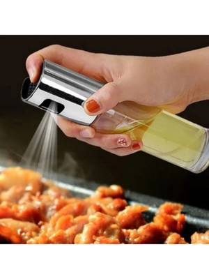 Mikasso Pratik Sprey Cam Şişe Zeytinyağı Sirke Yağ Püskürtücü Yağdanlık 100 ml Gri