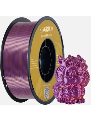 Kingroon Silk Üç Renk (Tri-Color) Pla Filament Kırmızı-Altın-Mor High Speed (600MM/S) - Bambu Lab ve K1 Uyumlu - 1.75MM 1 kg