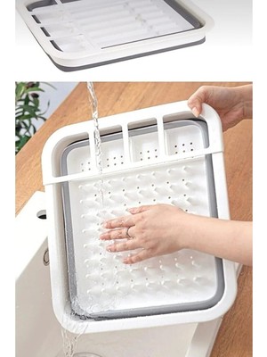 Mikasso Katlanabilir Bulaşıklık Tezgah Üstü Kaşıklık Bölmeli Tabaklık Çok Renkli