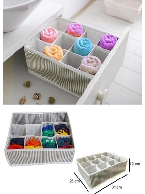 Mikasso Dolap ve Çekmece Içi Düzenleyici (12 Bölmeli) Kumaş Mavi