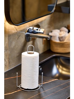 Mikasso Gümüş Misketli Kağıt Rulo Havluluk,peçetelik Mutfak Banyo Çocuk Odası Aksesuar-Metal Paslanmaz Gümüş