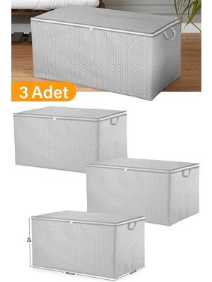 Mikasso 3 Adet - Mega Boy Gri Benekli Yorgan Hurcu - 100X50X50 cm Polipropilen 75 x 45 Gri