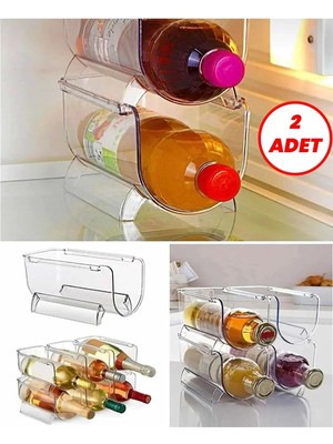 Mikasso Buzdolabı Düzenleyici Şişe Rafı Organizeri Üst Üste Istiflenebilir Şişe Organizeri Plastik Turuncu