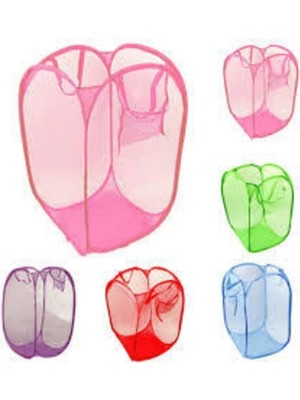 Mikasso 1 Adet Oyuncak ve Çamaşır Saklama Selesi Pratik Katlanabilir Çok Amaçlı File Sepet Kumaş Mavi 35 x 5