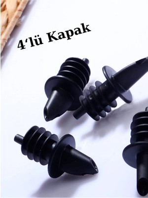 Mikasso 4'lü Damlatmaz Yağ Şişesi Tıpası & Kapağı Şişe Ucu Yağlık Sirkelik Sosluk Siyah