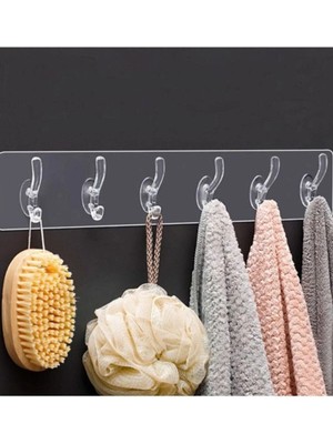 Mikasso Yapışkanlı 5'li Şeffaf Duvar Askılığı, Monte Gerektirmeyen Kolay Kullanım Fırsatı Plastik Şeffaf Cn