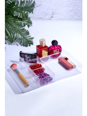 Mikasso 6 Parça Çekmece Içi Düzenleyici Makyaj Takı ve Hobi Malzemesi Düzenleyici Plastik Turuncu