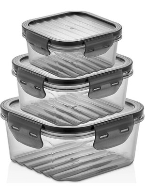 Mikasso Ideas Quick Sızdırmaz 3 Lü Saklama Kabı Seti 10-13-16CM Plastik Siyah