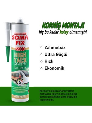 Mikasso Korniş Yapıştırıcı Beyaz 2somafix S580 Hıgh Tack 80ML 480GR Beyaz