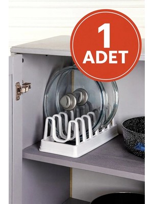 Mikasso 1 Adet Tencere Kapağı Organizeri - 6 Bölmeli Tencere Kapak Dolap Içi Düzenleyici Kapak Düzenleyicisi