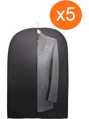 Mikasso 5 Adet Takım Elbise Kılıfı Hurcu Dolap Düzenleyici Gamboç 60X100 cm Siyah Tr