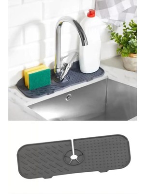 Mikasso Su Tutucu Musluk Matı Mutfak ve Banyo Için Koruyucu Lavabo Musluk ve Batarya Matı Plastik Siyah