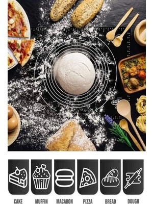 Mikasso Silikon Hamur Açma Matı Ölçülü Isıya Dayanıklı Hamur Yoğurma Matı Renkli Mutfak Pasta Fırın Altlığı