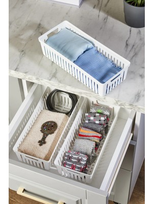 Mikasso 3 Lü Dolap Içi Takı Makyaj Organizer - Çekmece Içi Düzenleyici Set Plastik 35 x 26 Beyaz Tr