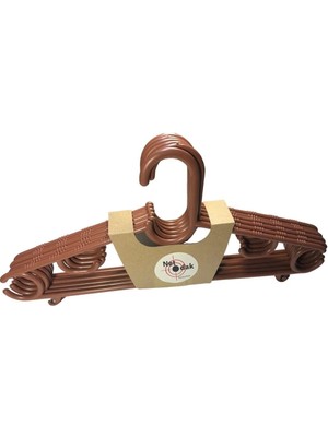 Mikasso Ahşap Renkli Plastik Elbise Askısı 12 Adet Kahverengi Askı Gömlek Askısı Pantolon Askısı Plastik Kah