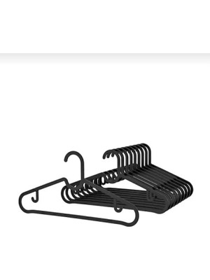 Mikasso Elbise Askısı Fular Askısı Gömlek Tişört Askısı Kırılmaz 30'lu Set 30 Adet Plastik Siyah Tr