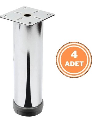 Mikasso 4 Adet Mobilya Ayağı Metal 15 cm Alttan Ayarlı 42 mm Krom Ayak Bej
