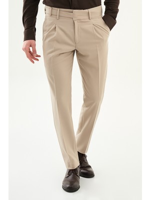 MCR Düz Slim Fit Pileli Yandan Düğmeli Erkek Pantolon