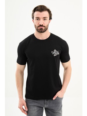MCR Düz Slim Fit Nakışlı Bisiklet Yaka Erkek T-Shirt