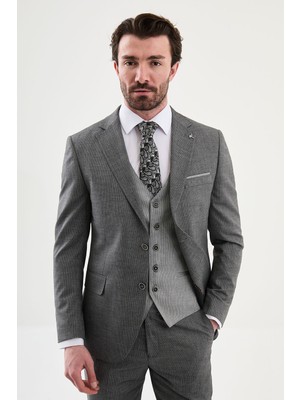 MCR Desenli Slim Fit Mono Yaka Kombinli Erkek Takım Elbise