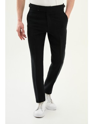 MCR Düz Slim Fit Kemer Tokalı %100 Keten Erkek Pantolon